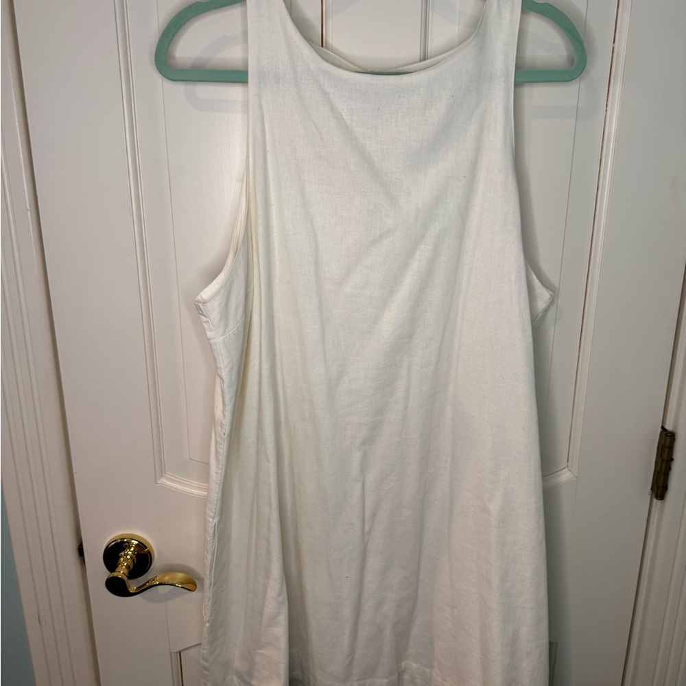 Abercrombie & Fitch Linen Sleeveless Shift Dress Women’s XL White Mini - Picture 3 of 6